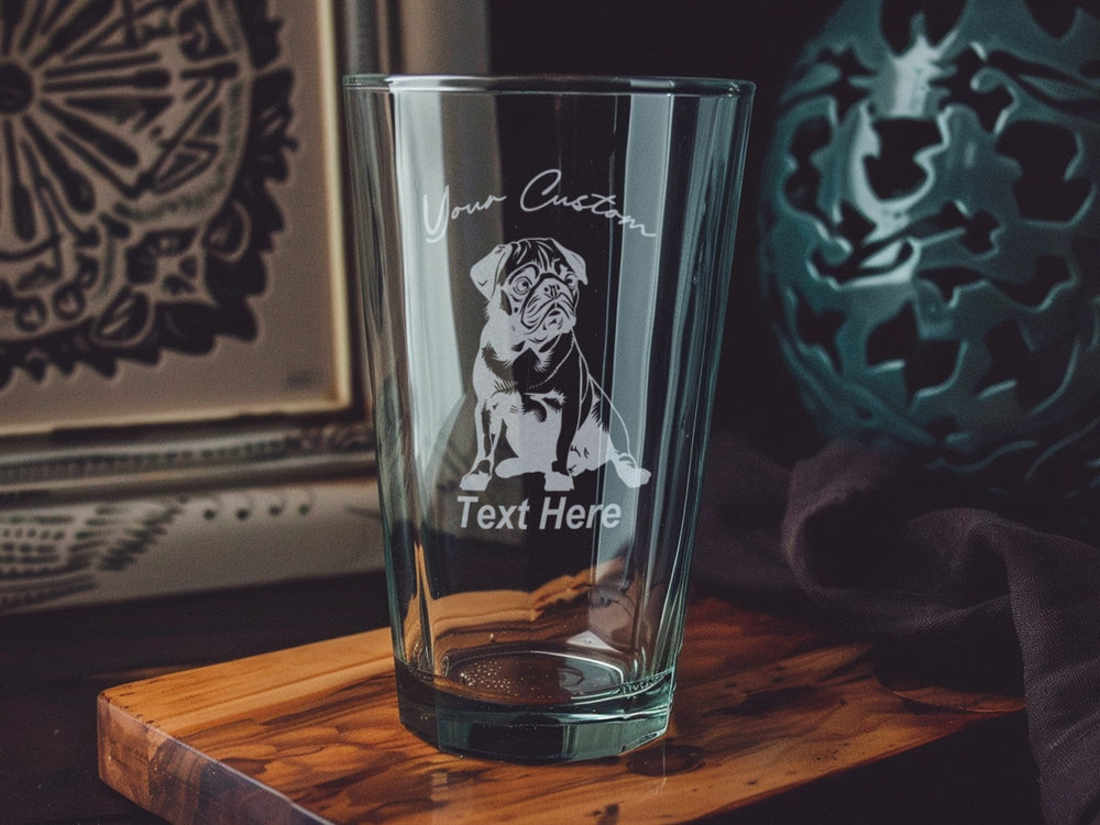 Personalized Pug Pint Glass: Engraved Dog Lover Gift