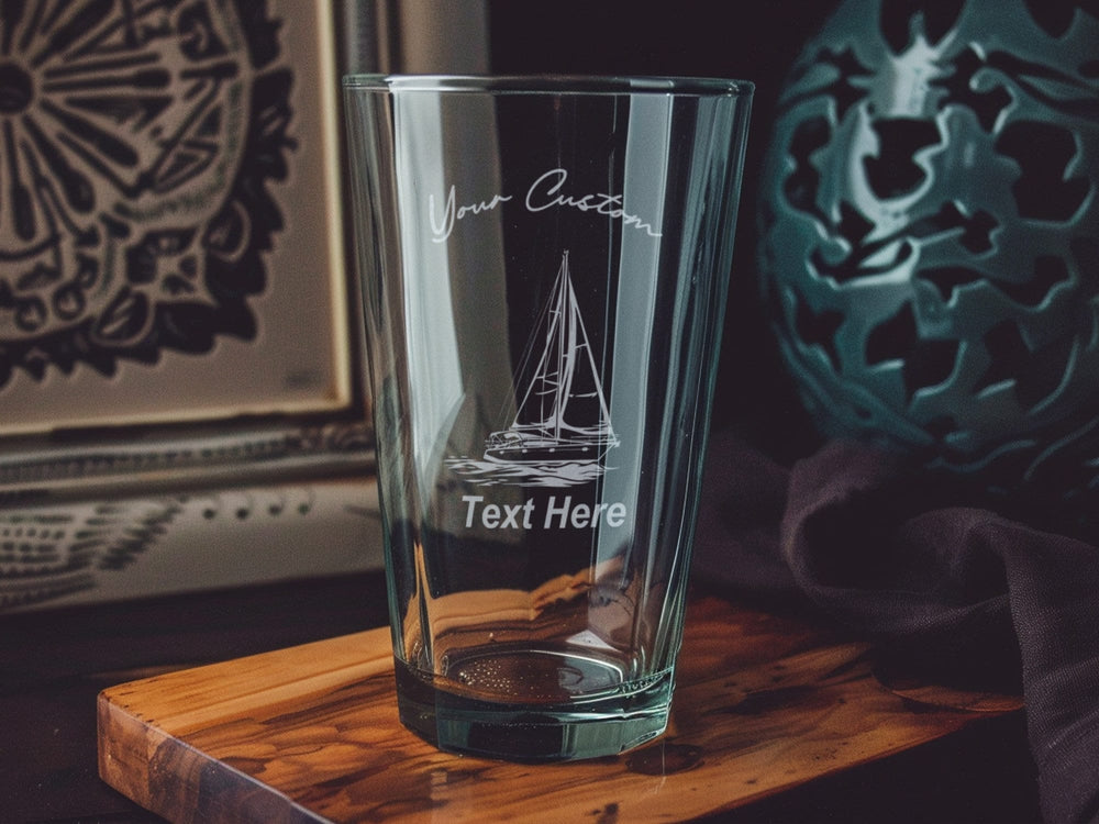 Personalized Sailboat Pint Glass: Engraved Nautical Barware