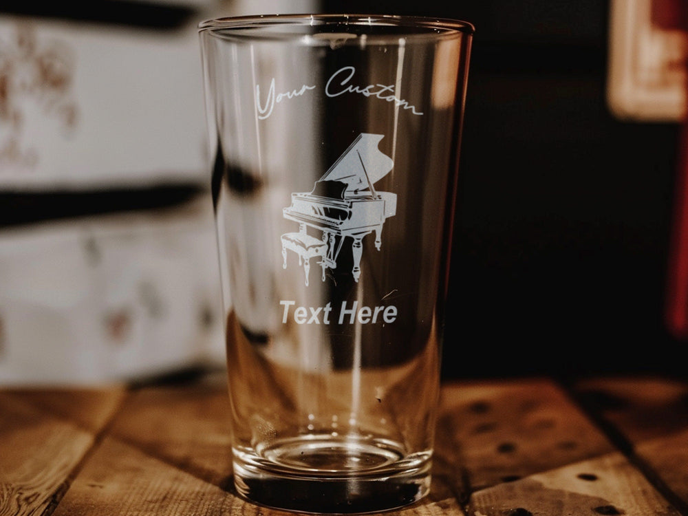 Piano Pint Glass, Musical Note Design, Gift for Musicians, Barware Essentials, Music Lover Drinkware