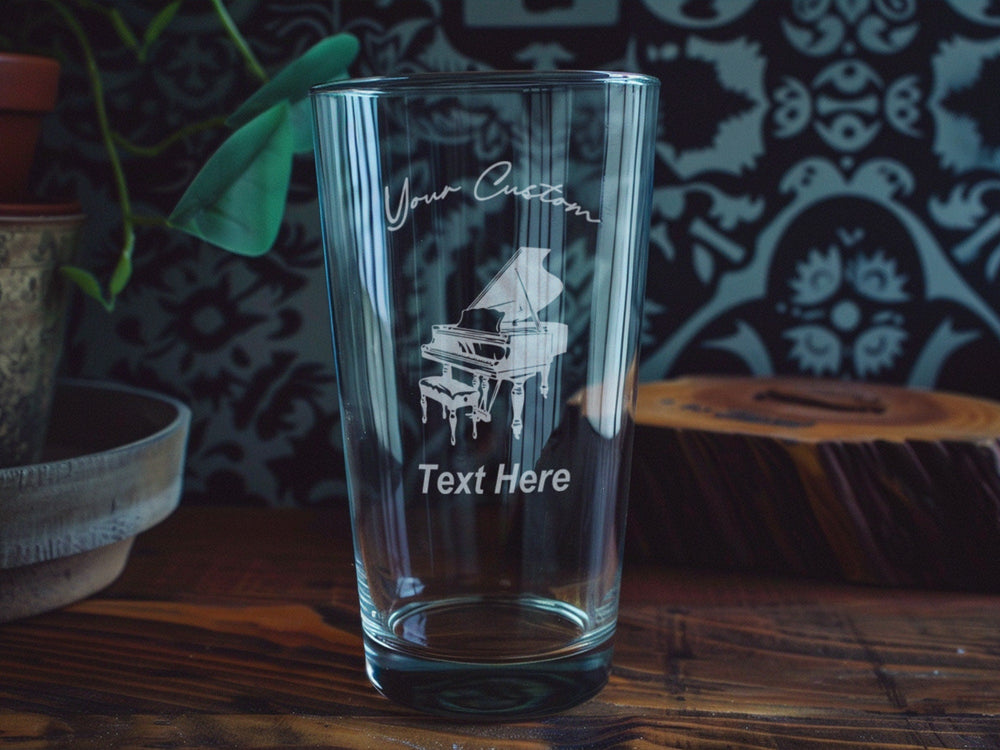 Piano Pint Glass, Musical Note Design, Gift for Musicians, Barware Essentials, Music Lover Drinkware