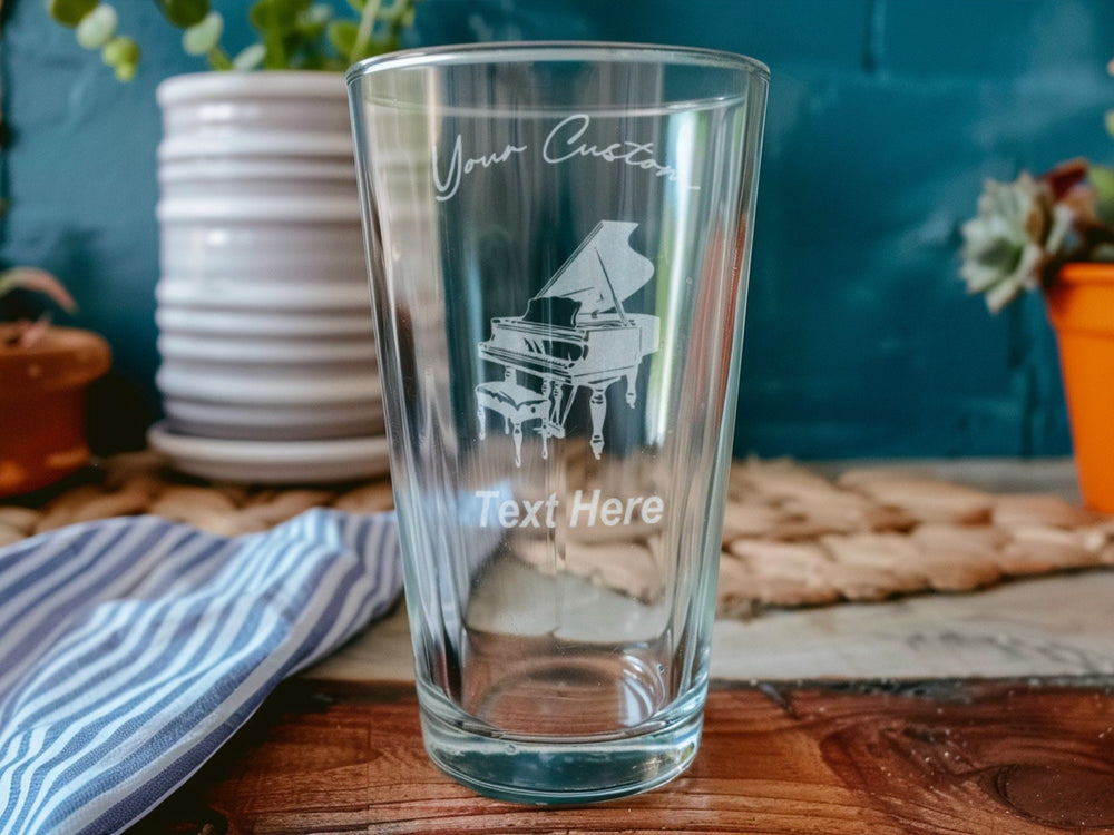 Piano Pint Glass, Musical Note Design, Gift for Musicians, Barware Essentials, Music Lover Drinkware