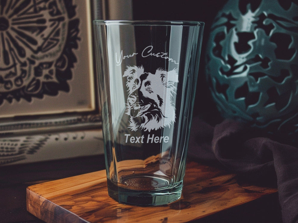 Personalized Australian Shepherd Pint Glass: Engraved Dog Lover Gift