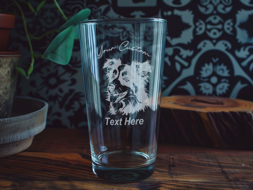 Personalized Australian Shepherd Pint Glass: Engraved Dog Lover Gift