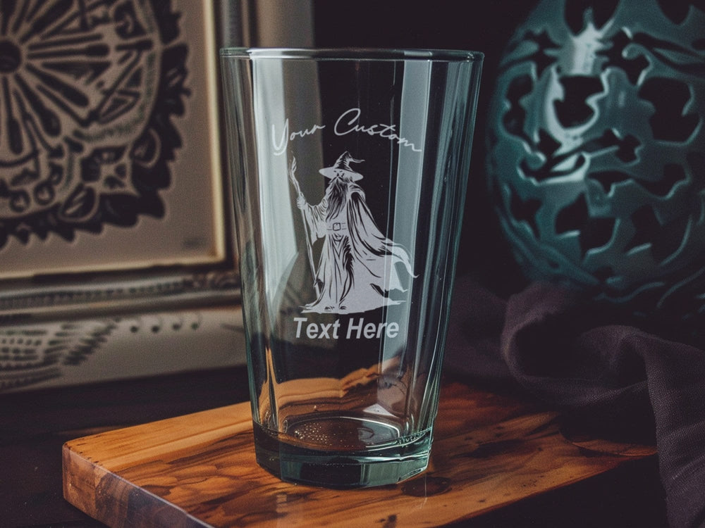 Personalized Wizard Pint Glass: Engraved Fantasy Beer Cup