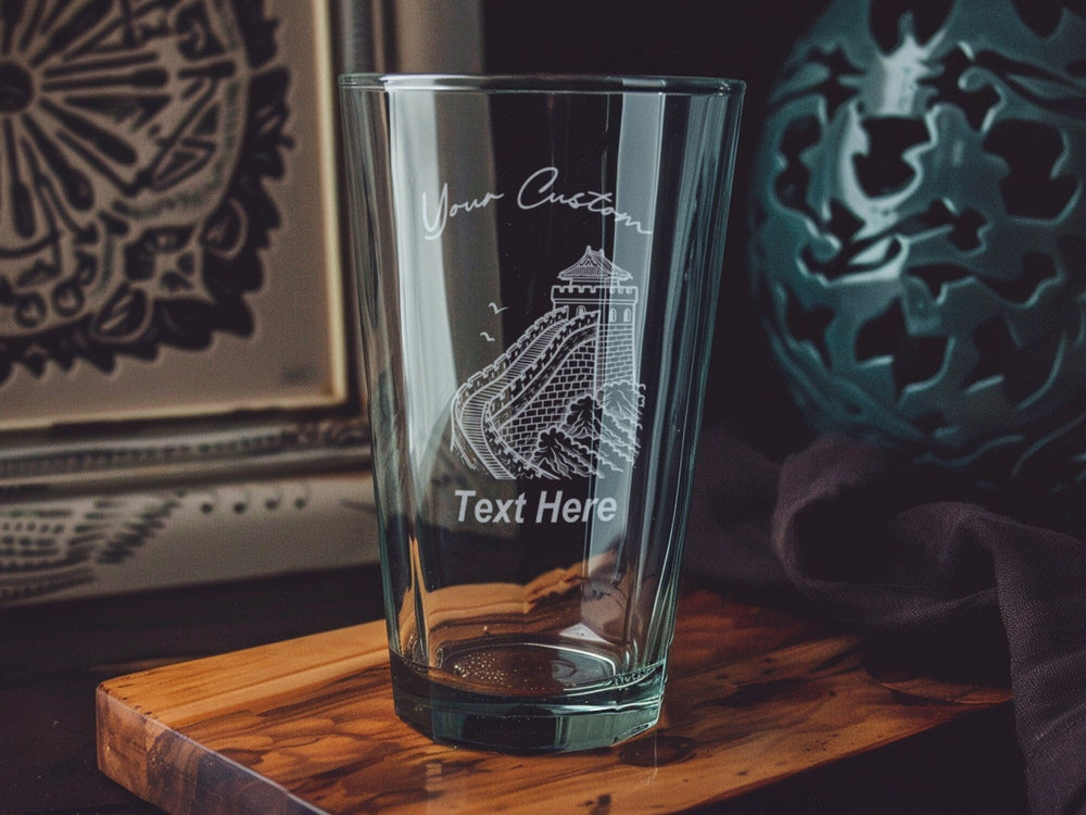 Custom Engraved Wall Pint Glass – Travel Souvenir Barware (16oz)