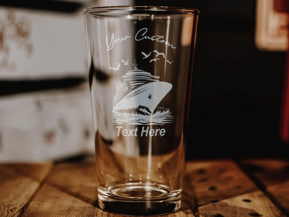 Cruise Ship Pint Glass, Vacation Dreams, Nautical Barware, Ocean Travel Mug