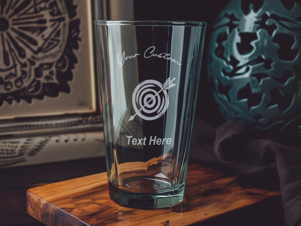 Archery Target Pint Glass: Personalized Arrow Design Drinkware