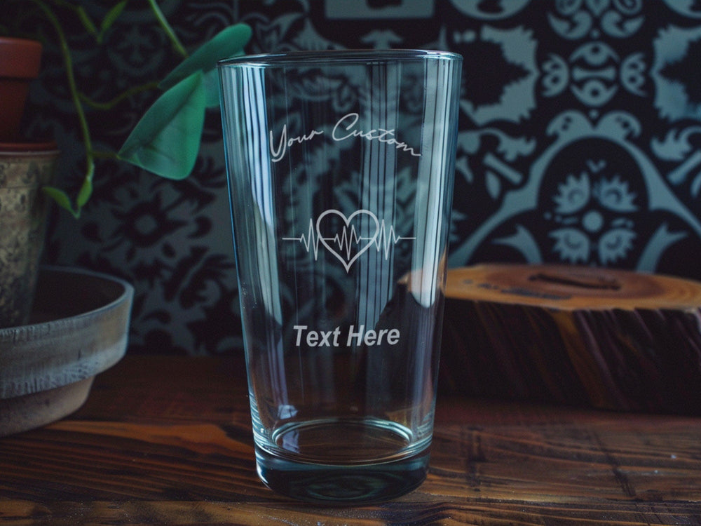 Heart EKG Line Pint Glass, Heartbeat Glassware, Medical Gift, Nurse Appreciation, Doctor Office Decor