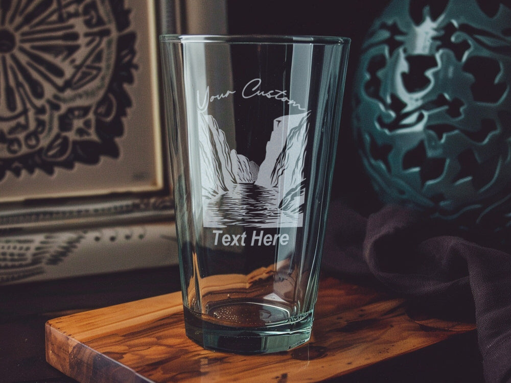 Norwegian Fjords Pint Glass: Personalized Nordic Landscape Beer Mug