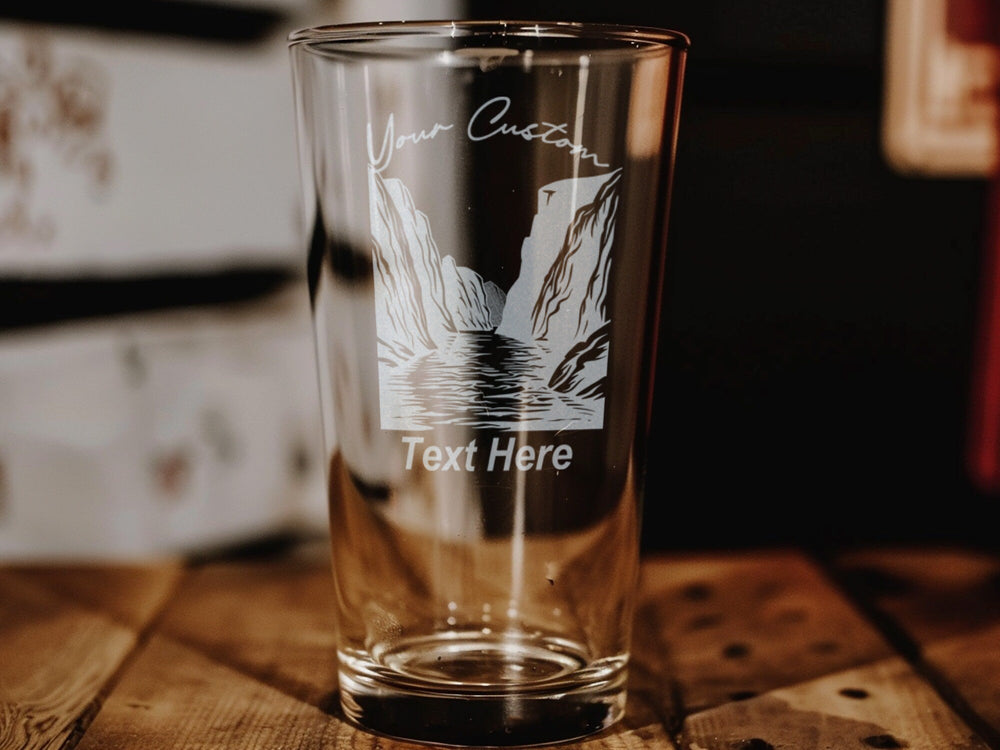 Norwegian Fjords Pint Glass: Personalized Nordic Landscape Beer Mug