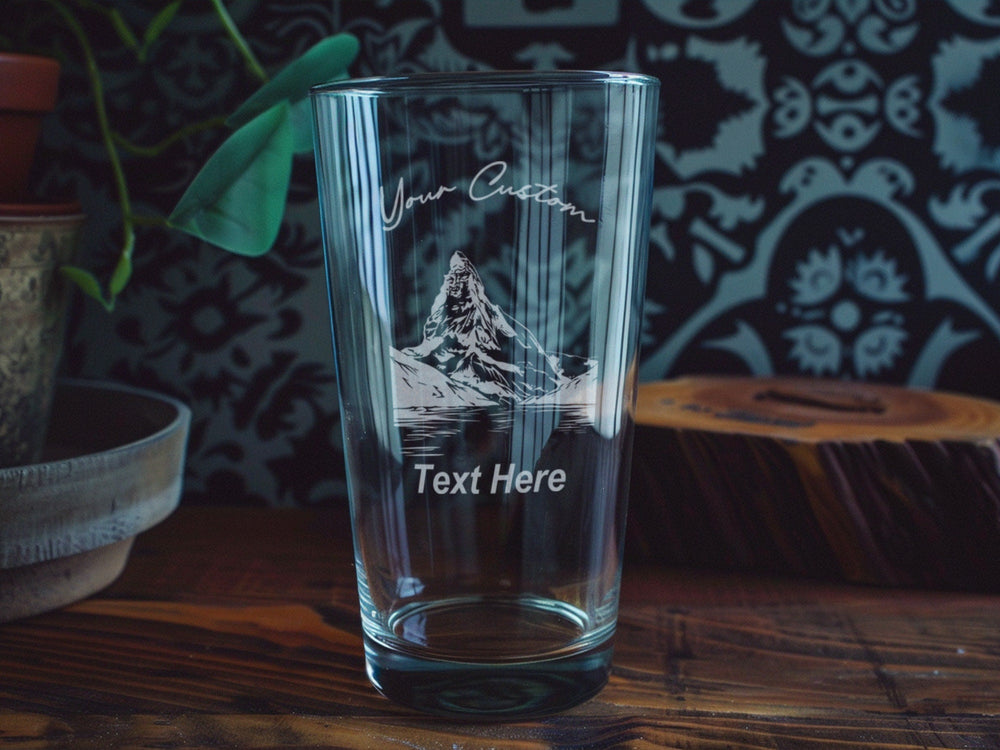 Matterhorn Pint Glass: Personalized Swiss Alps Beer Cup
