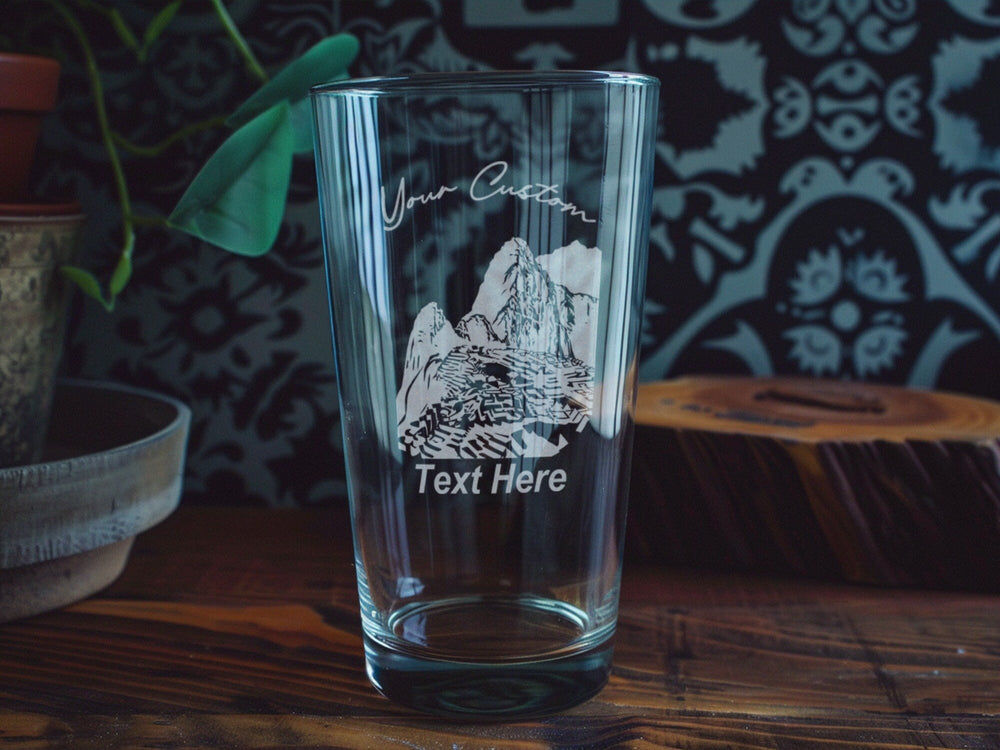 Machu Picchu Pint Glass, Peru Souvenir, Travel Gift, Beer Glass, Unique Drinkware