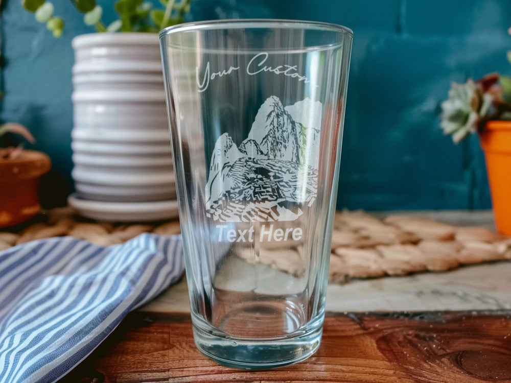 Machu Picchu Pint Glass, Peru Souvenir, Travel Gift, Beer Glass, Unique Drinkware