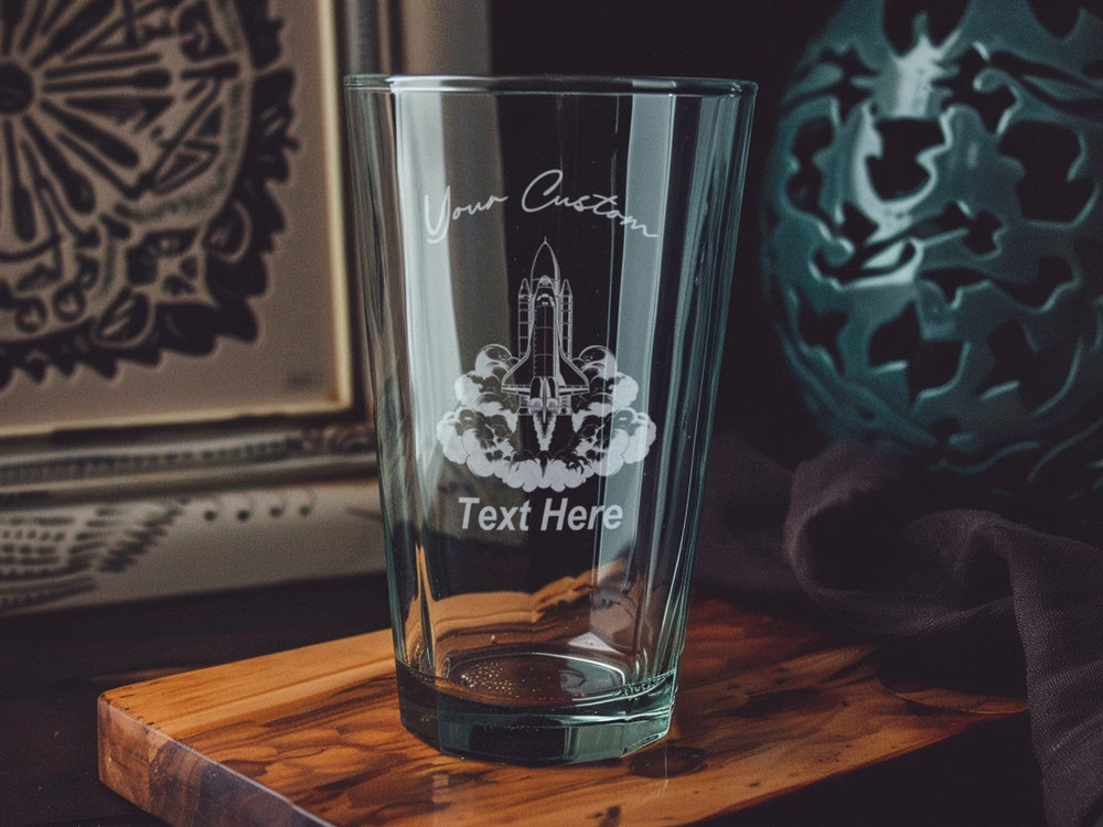 Space Shuttle Launch Pint Glass, NASA Collectible, Space Barware, Astronaut Gift, Rocket Decor