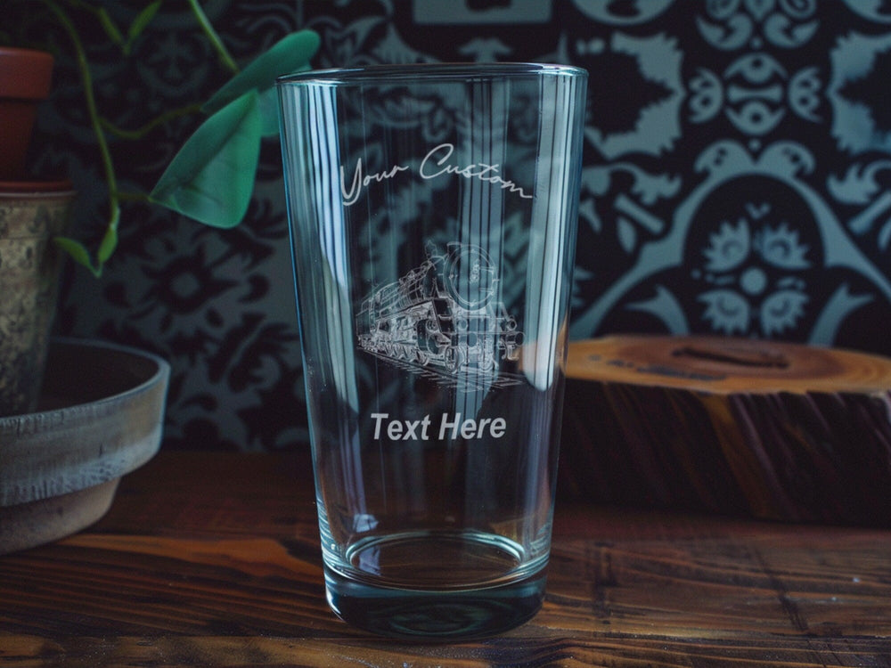 Steam Locomotive Enthusiasts Pint Glass, Train Collectibles, Railroad Gifts, Vintage Trains, Beer Glass Collectors