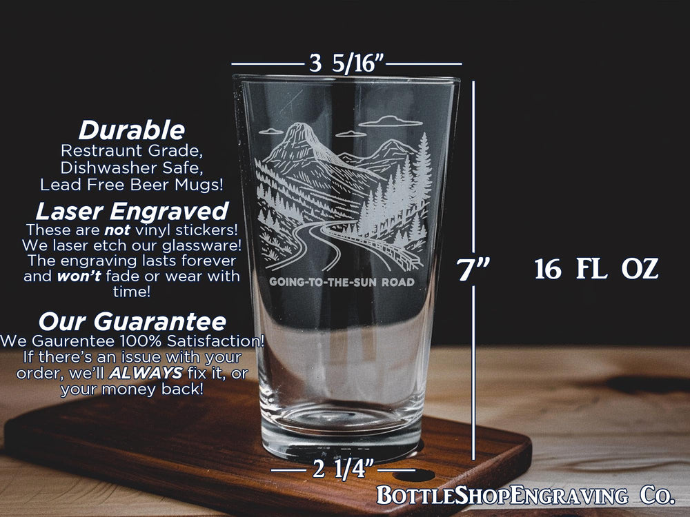 Glacier National Park Pint Glass: Scenic Mountain Highway Souvenir