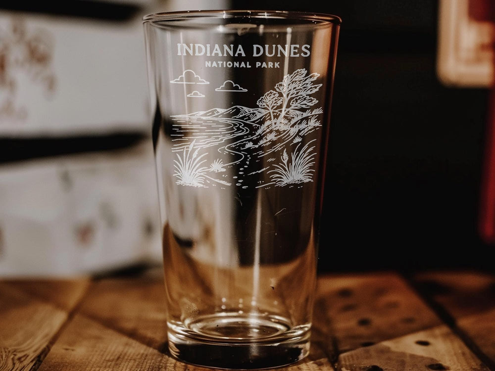 Indiana Dunes National Park Pint Glass: Lake Michigan Landscape