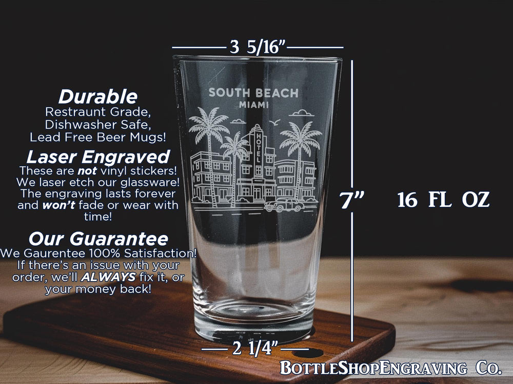 South Beach Miami Pint Glass: Ocean Drive Souvenir Drinkware