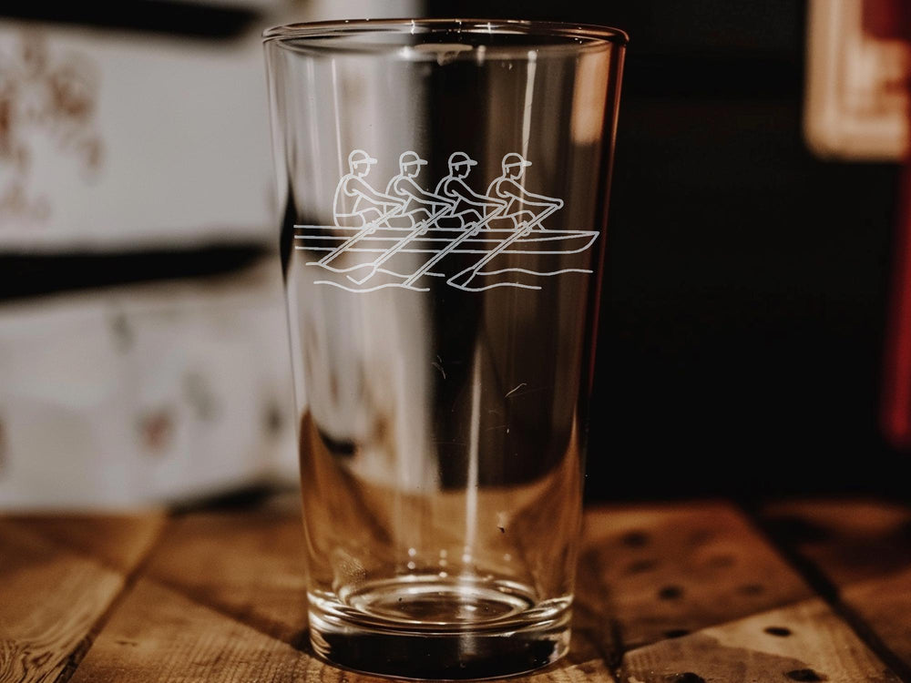 Rowing Team Pint Glass: Laser Engraved Gift for Rowers