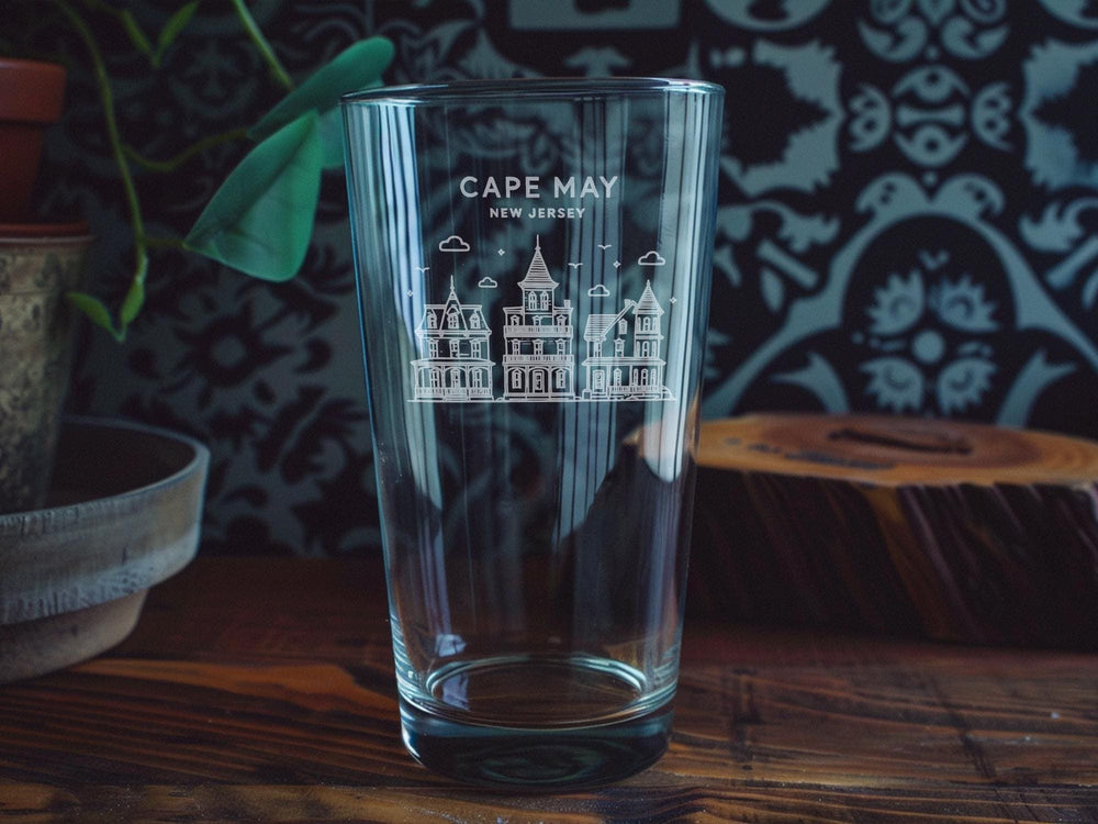 Cape May Lighthouse Pint Glass: Coastal Town Design