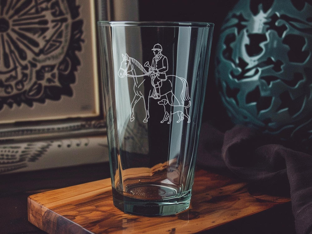 Equestrian Horse Pint Glass: Engraved Barware, Horse Lover Gift