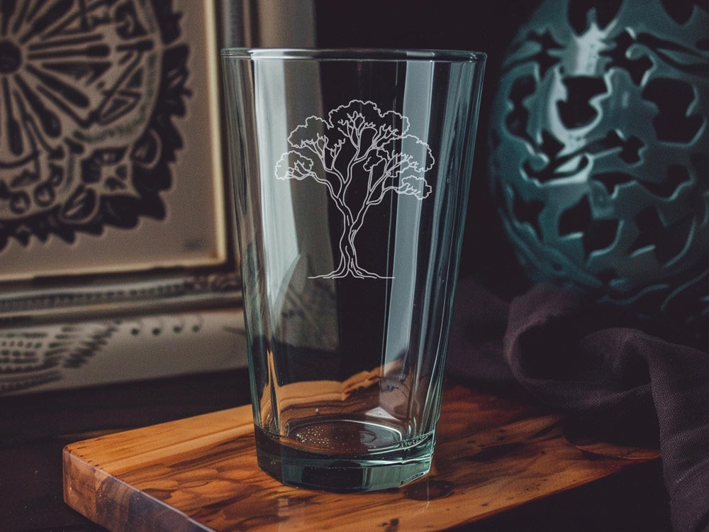 Ghost Gum Tree Pint Glass: Australian Outback Eucalyptus Barware
