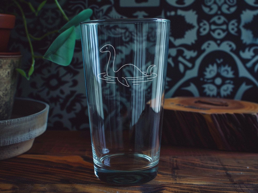 Loch Ness Monster Pint Glass: Mythical Scotland Lake Design
