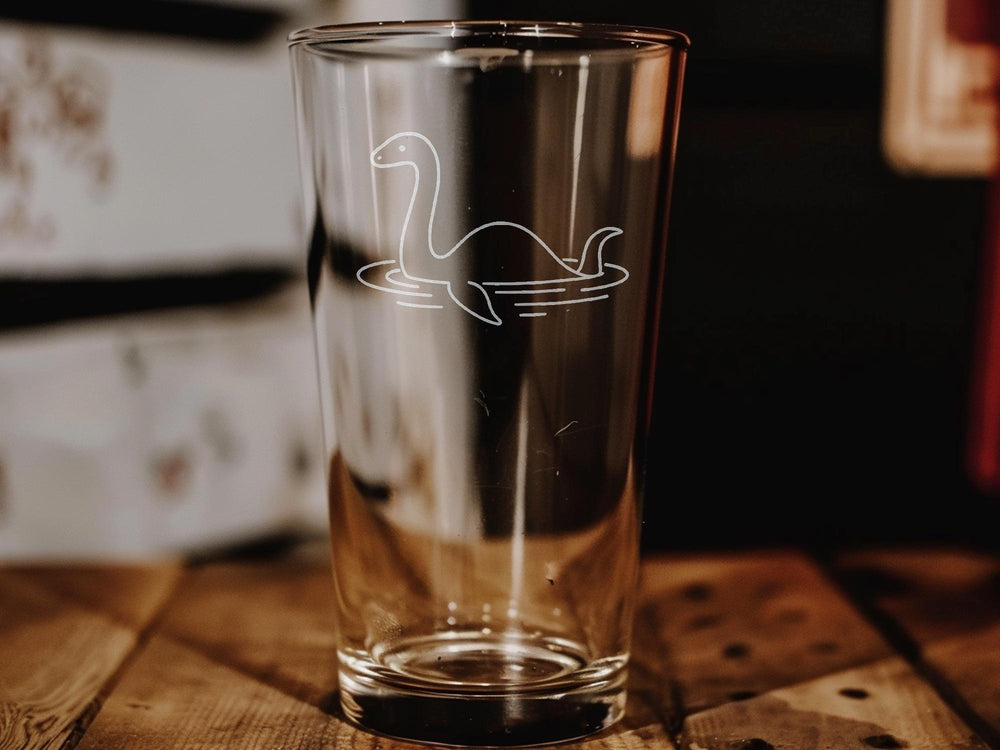Loch Ness Monster Pint Glass: Mythical Scotland Lake Design