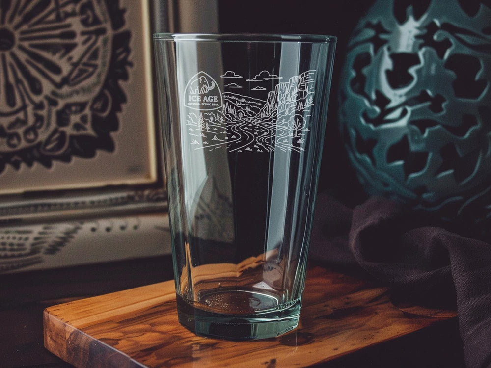 Ice Age Trail Pint Glass: Wisconsin Hiking Map, Nature Lover Gift