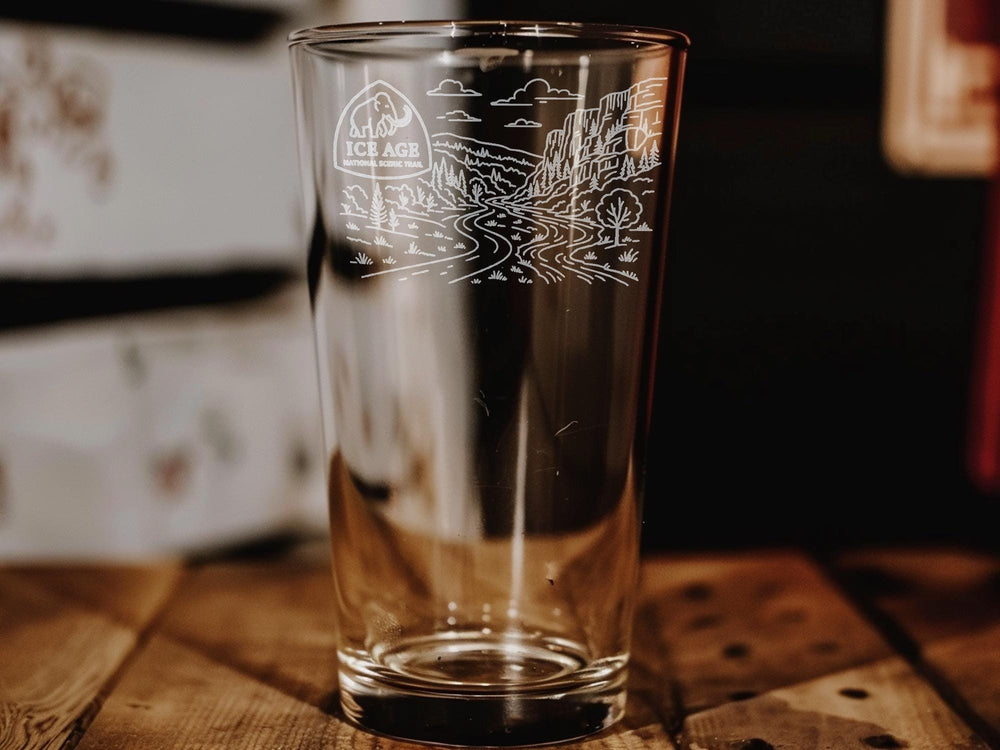 Ice Age Trail Pint Glass: Wisconsin Hiking Map, Nature Lover Gift