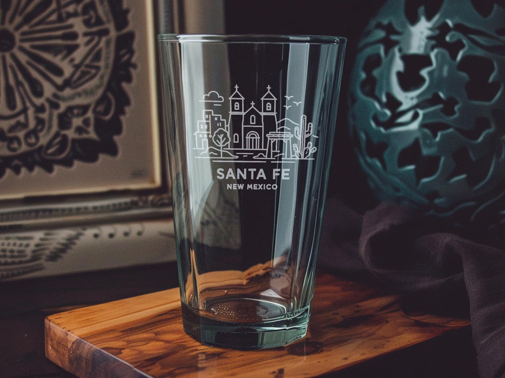 Santa Fe Pint Glass: Southwest Landmark Design