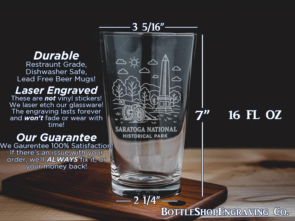 Saratoga National Historical Park Pint Glass – American Revolution Battlefield Souvenir Drinkware