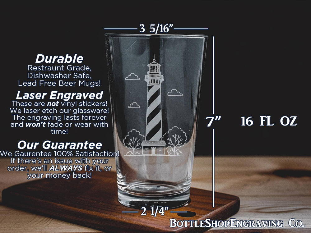 St. Augustine Lighthouse Pint Glass: Historic Florida Nautical Drinkware