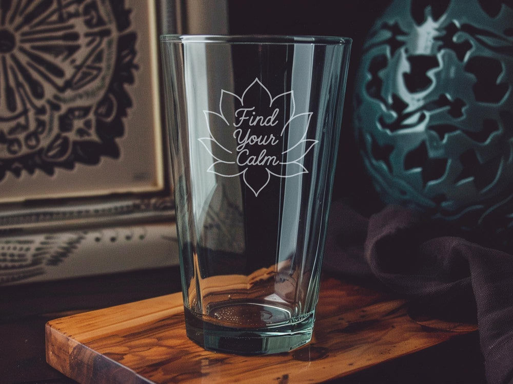 Lotus Flower Pint Glass: Inspirational Quote, Mindfulness Gift