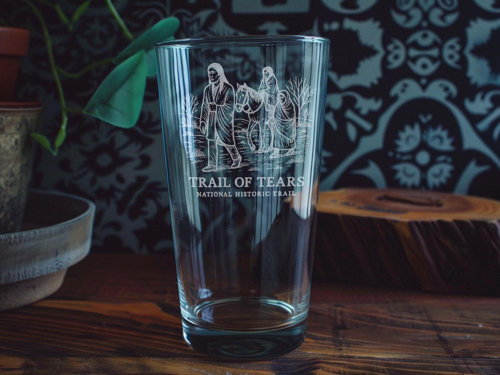 Trail of Tears Pint Glass: Commemorative Native American Heritage Design