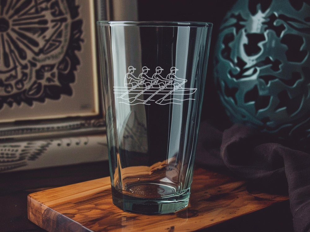 Rowing Team Pint Glass: Laser Engraved Gift for Rowers