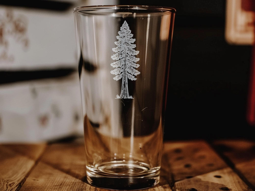 Redwood Forest Pint Glass: Sequoia Sempervirens Beer Glass