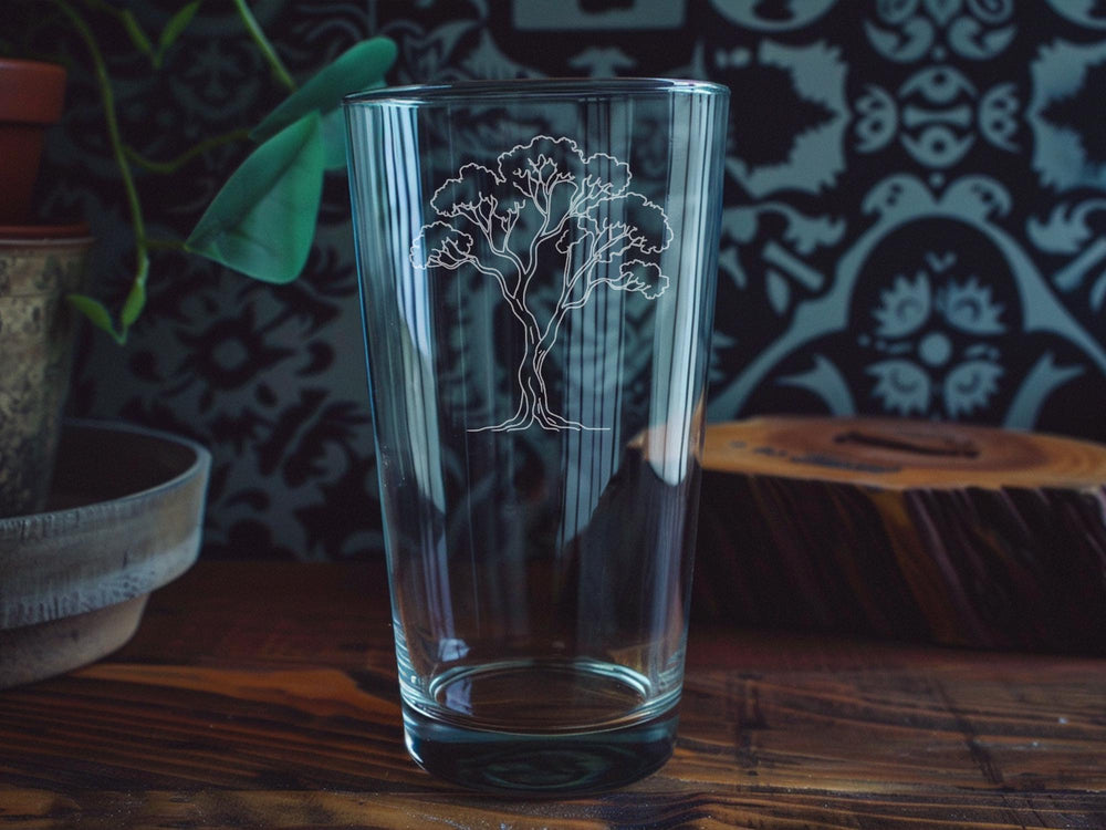 Ghost Gum Tree Pint Glass: Australian Outback Eucalyptus Barware