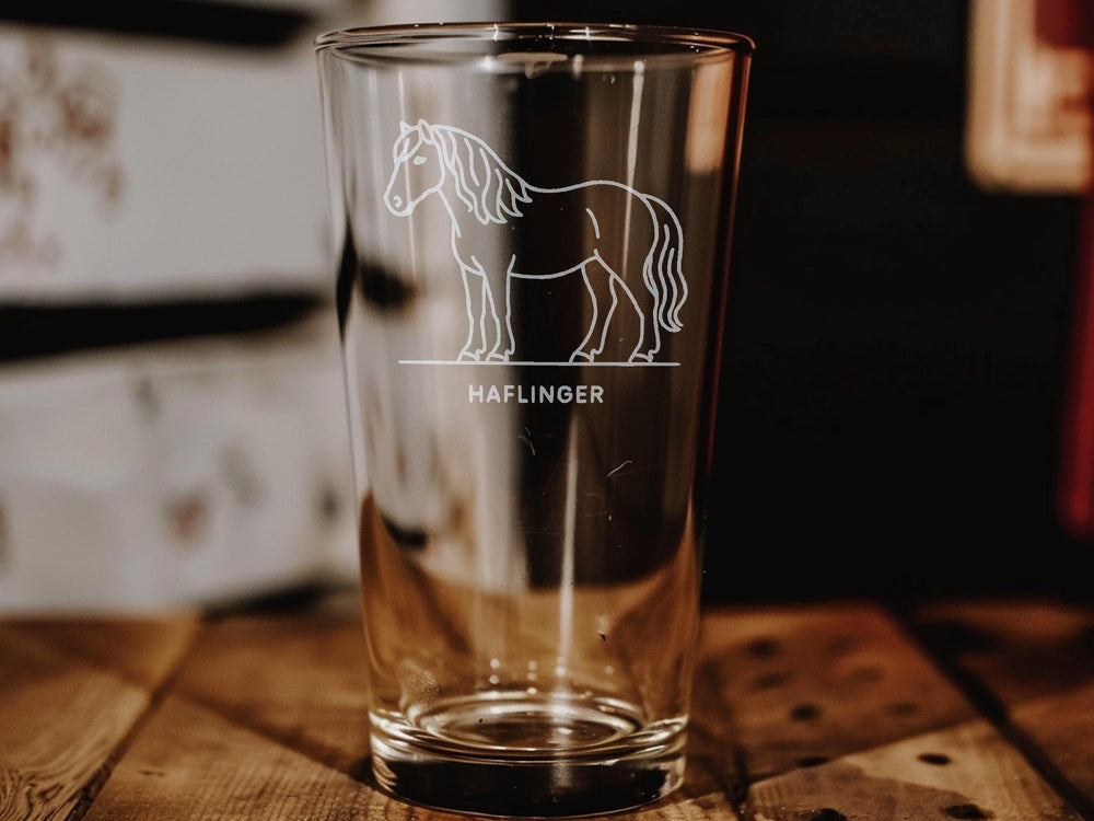 Haflinger Horse Pint Glass: Laser Engraved Equestrian Gift