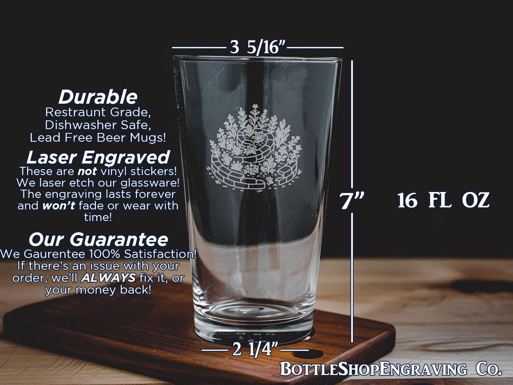 Herb Spiral Garden Pint Glass: Botanical Design