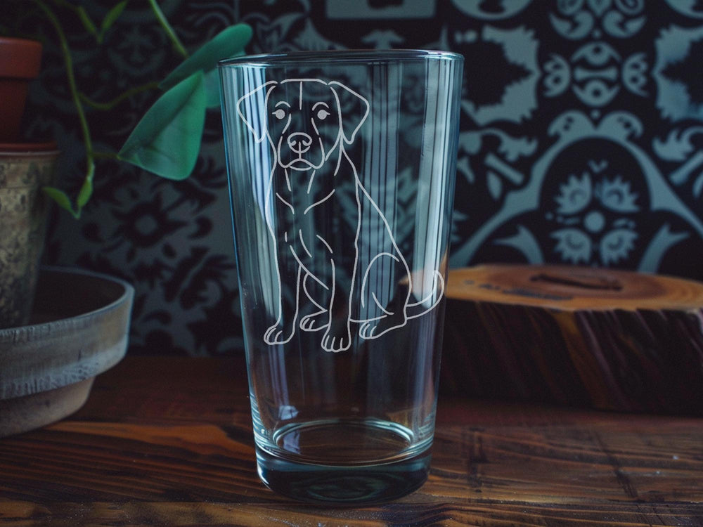 Black Mouth Cur Pint Glass – Hunting Dog Lover Gift, Rustic Dog Breed Glassware, Black Mouth Cur Barware Drinkware