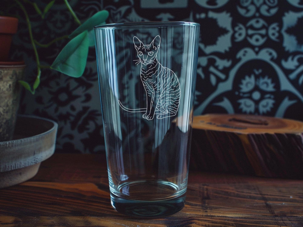 Cornish Rex Cat Pint Glass – Unique Gift for Cat Lovers, Cornish Rex Pet Glassware, Funny Cat Drinkware