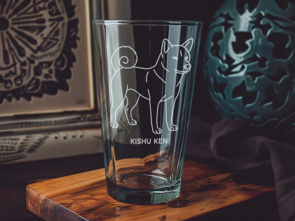 Kishu Ken Dog Pint Glass – Japanese Breed Barware, Laser Engraved Drinkware
