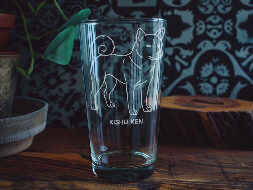 Kishu Ken Dog Pint Glass – Japanese Breed Barware, Laser Engraved Drinkware