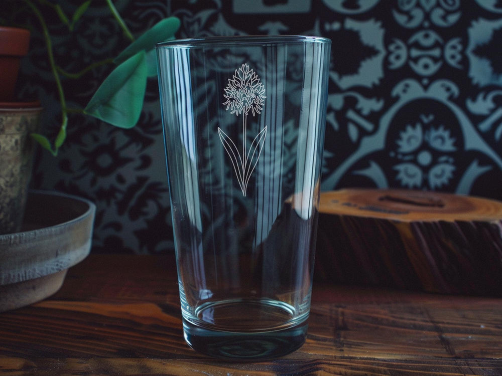 Naked Man Orchid Pint Glass – Botanical Flower Illustration Beer Glass – Unique Orchid Lover Gift – Nature Drinkware Decor