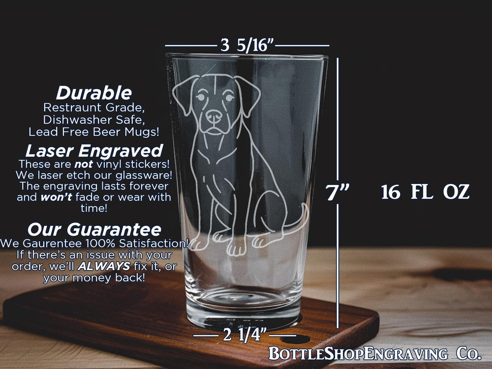 Black Mouth Cur Pint Glass – Hunting Dog Lover Gift, Rustic Dog Breed Glassware, Black Mouth Cur Barware Drinkware
