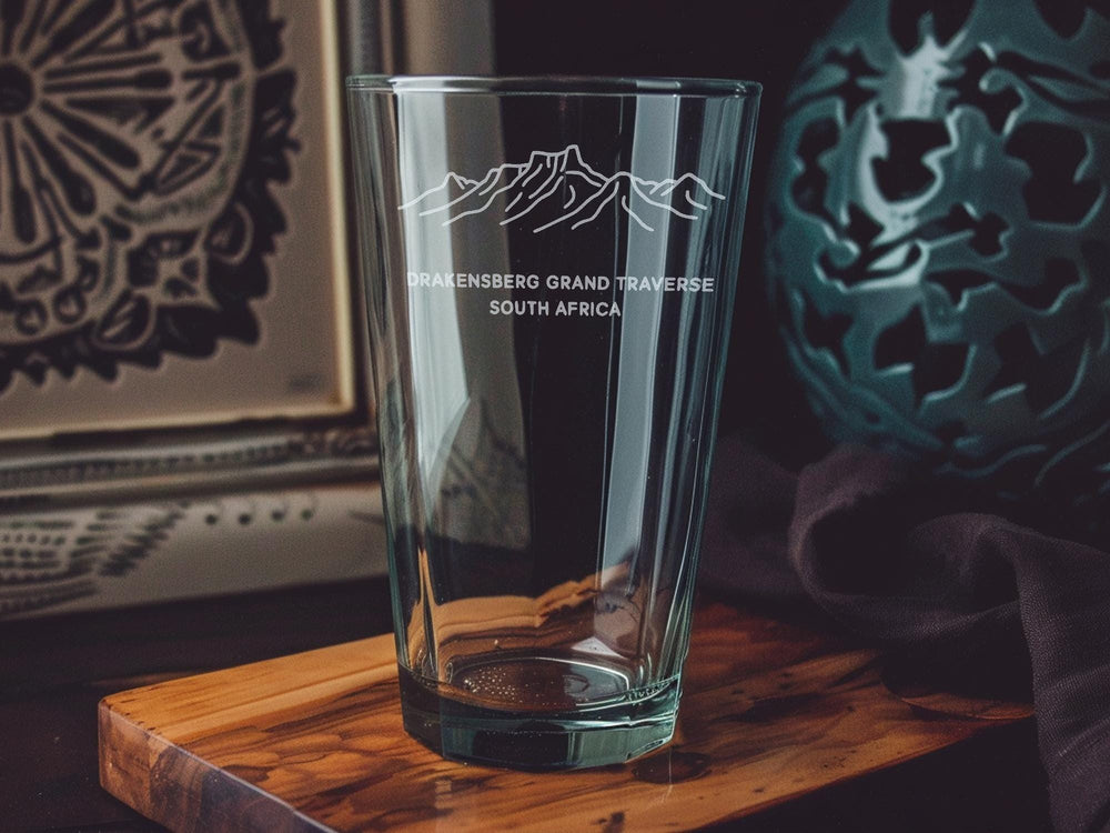 Drakensberg Grand Traverse South Africa Pint Glass – Mountain Range Hiking Trail Souvenir Beer Glass Gift