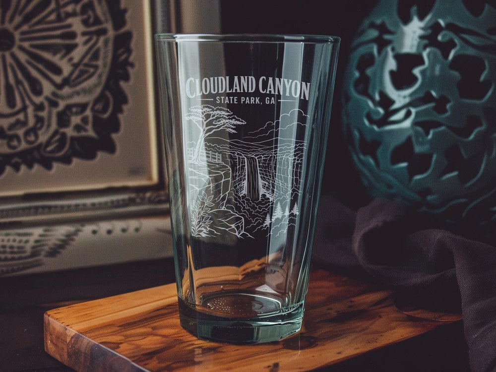 Cloudland Canyon State Park GA Pint Glass, Georgia State Park Souvenir, Scenic Canyon Hiking Gift, Lookout Mountain Drinkware