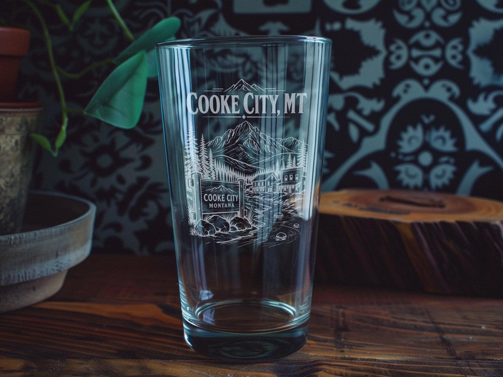 Cooke City MT Pint Glass, Cooke City Montana Souvenir Beer Glass, Montana Travel Gift, Cooke City Drinkware, Mountain Town Keepsake