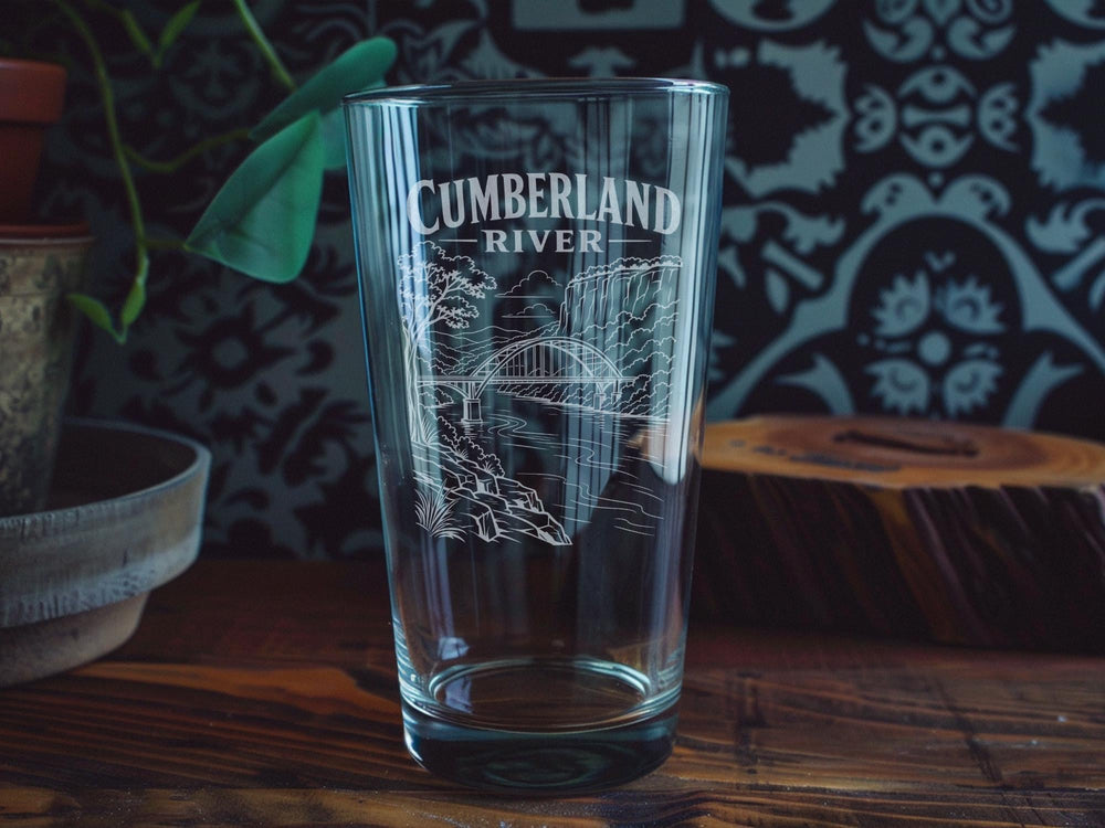 Cumberland River Pint Glass, Kentucky River Souvenir Glass, Scenic Waterway Drinkware, Outdoor Adventure Gift
